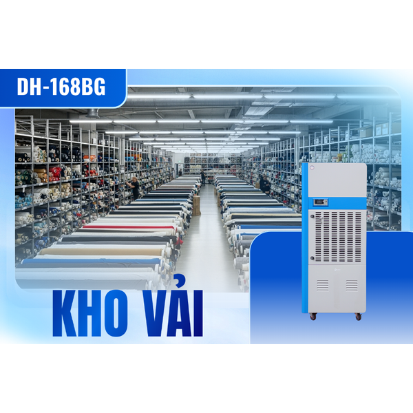 Xử lý ẩm cho kho vải với máy hút ẩm công nghiệp Fujihaia DH168BG