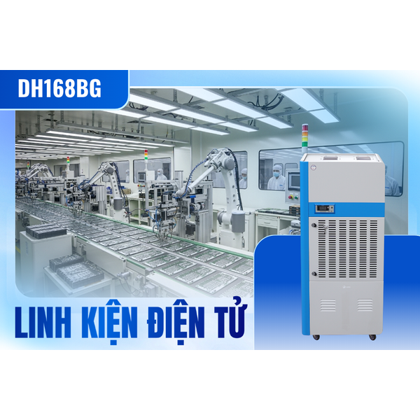 2 máy hút ẩm công nghiệp Fujihaia DH168BG cho 400m2 xưởng sản xuất linh kiện