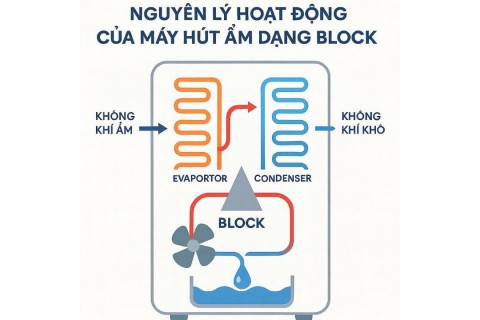 Nguyên lý hoạt động của máy hút ẩm công nghiệp dùng máy nén