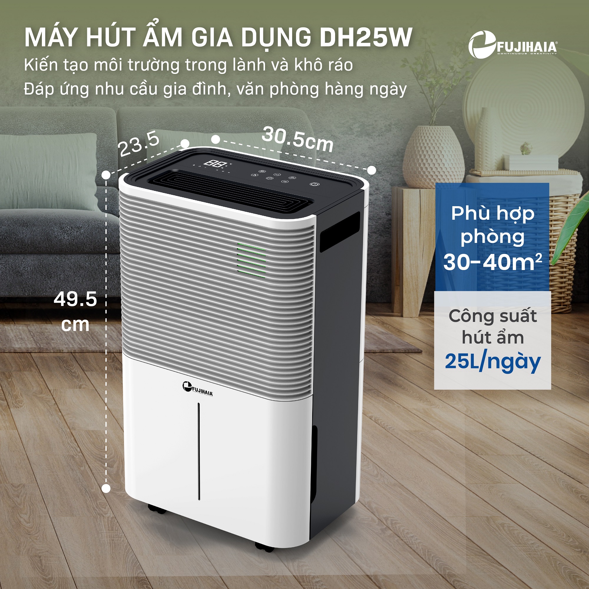 Máy hút ẩm dân dụng Fujihaia DH25W