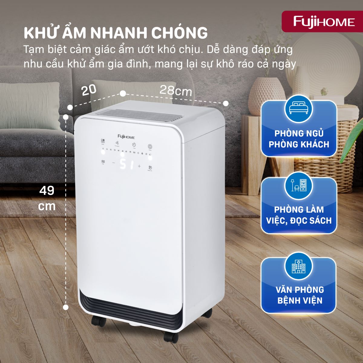 Máy hút ẩm dân dụng Fujihome DH10