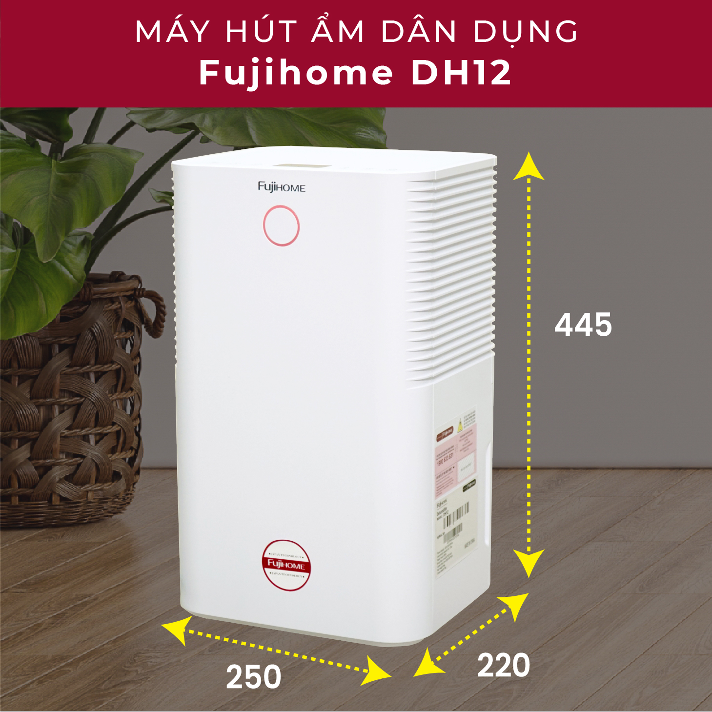 Máy hút ẩm dân dụng Fujihome DH12