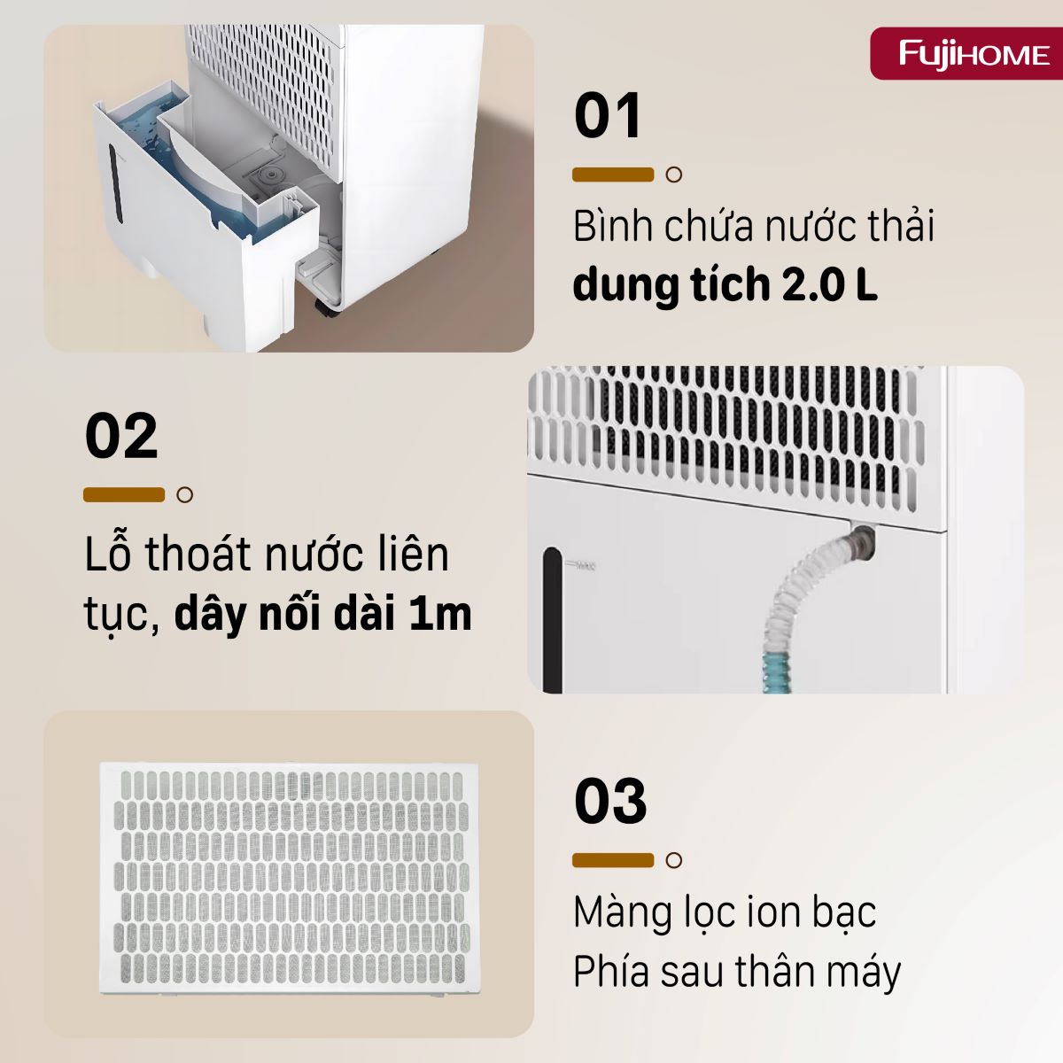 Máy hút ẩm dân dụng Fujihome DH12NW