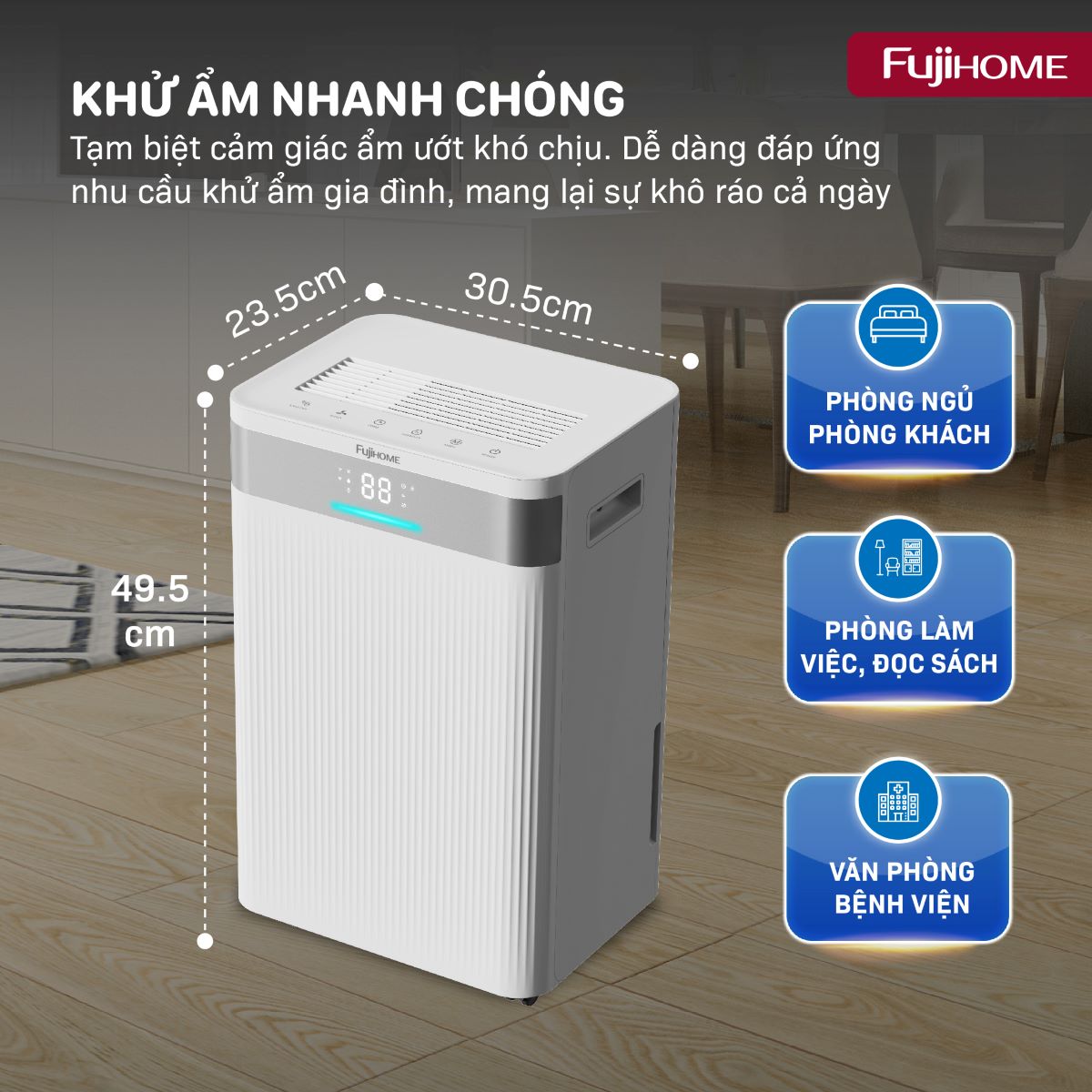 Máy hút ẩm dân dụng Fujihome DH16NW