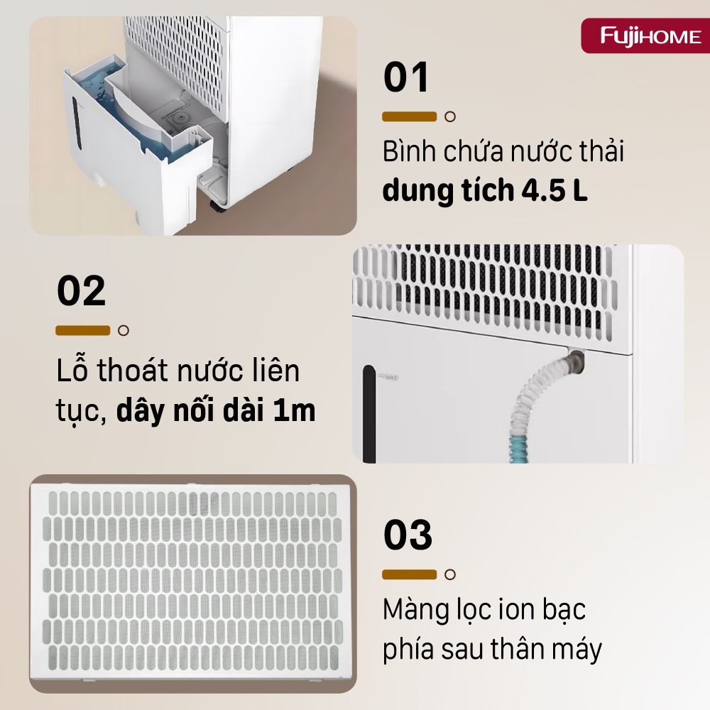 Máy hút ẩm dân dụng Fujihome DH20NW