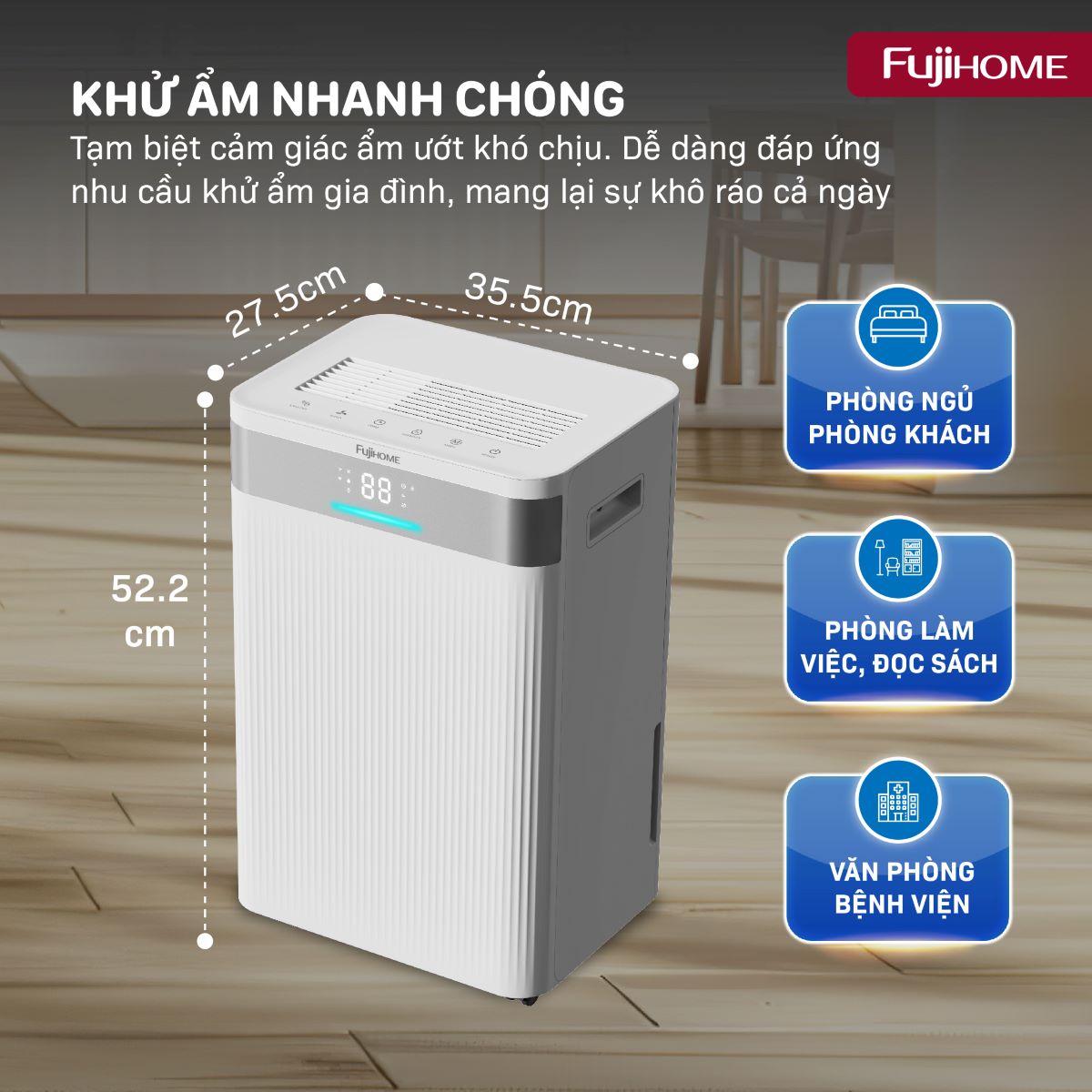 Máy hút ẩm dân dụng Fujihome DH30NW