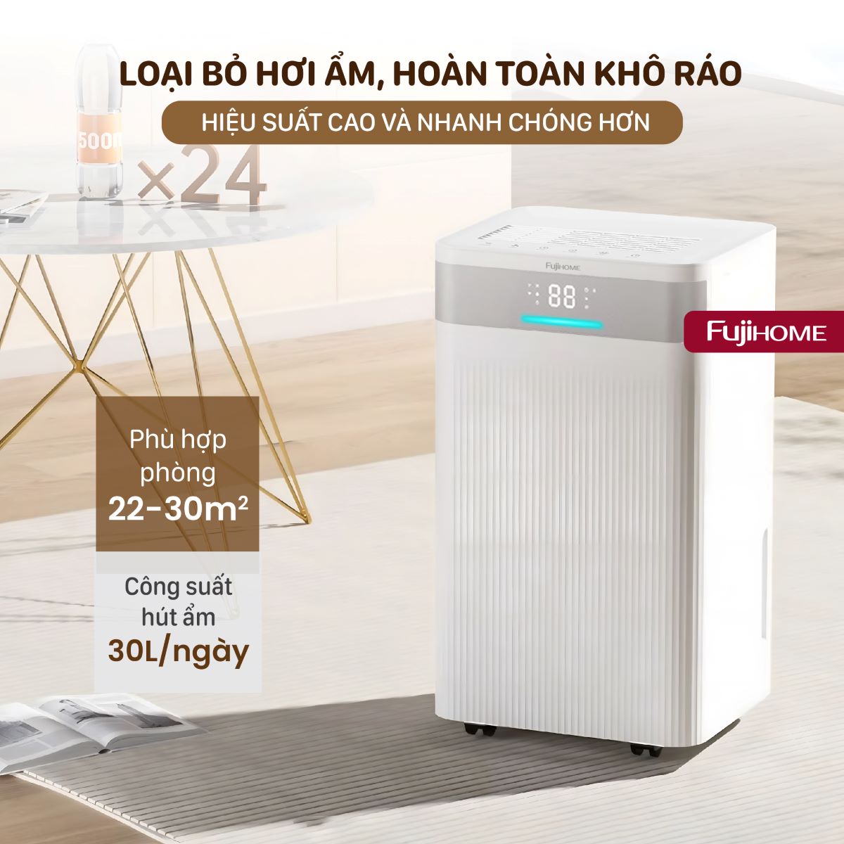 Máy hút ẩm dân dụng Fujihome DH30NW