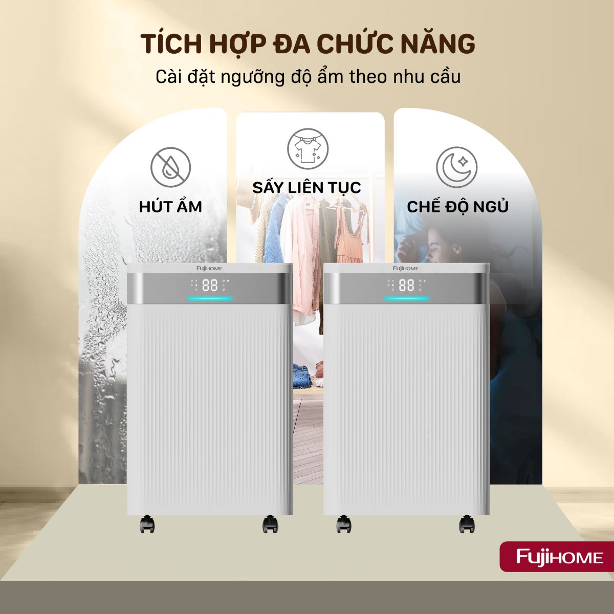 Máy hút ẩm dân dụng Fujihome DH30NW