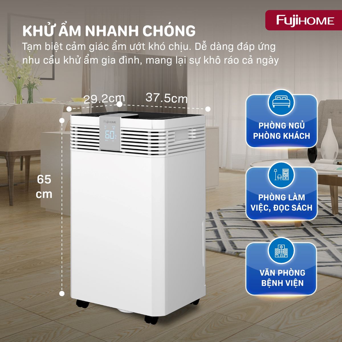 Máy hút ẩm công nghiệp Fujihome DH60W-HEPA
