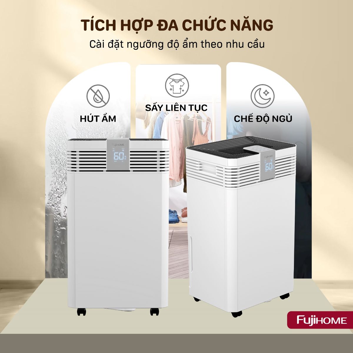 Máy hút ẩm công nghiệp Fujihome DH60W-HEPA