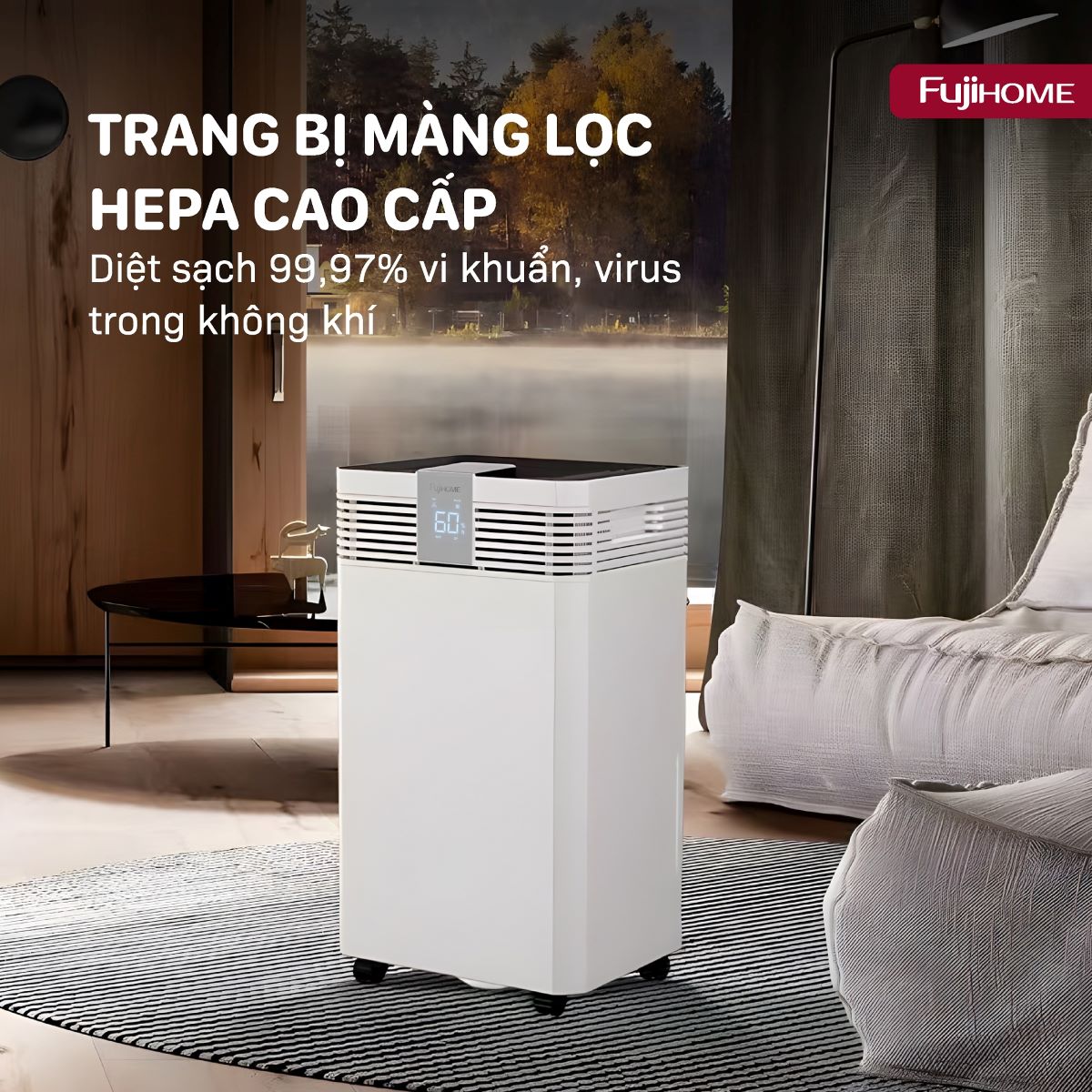 Máy hút ẩm công nghiệp Fujihome DH60W-HEPA