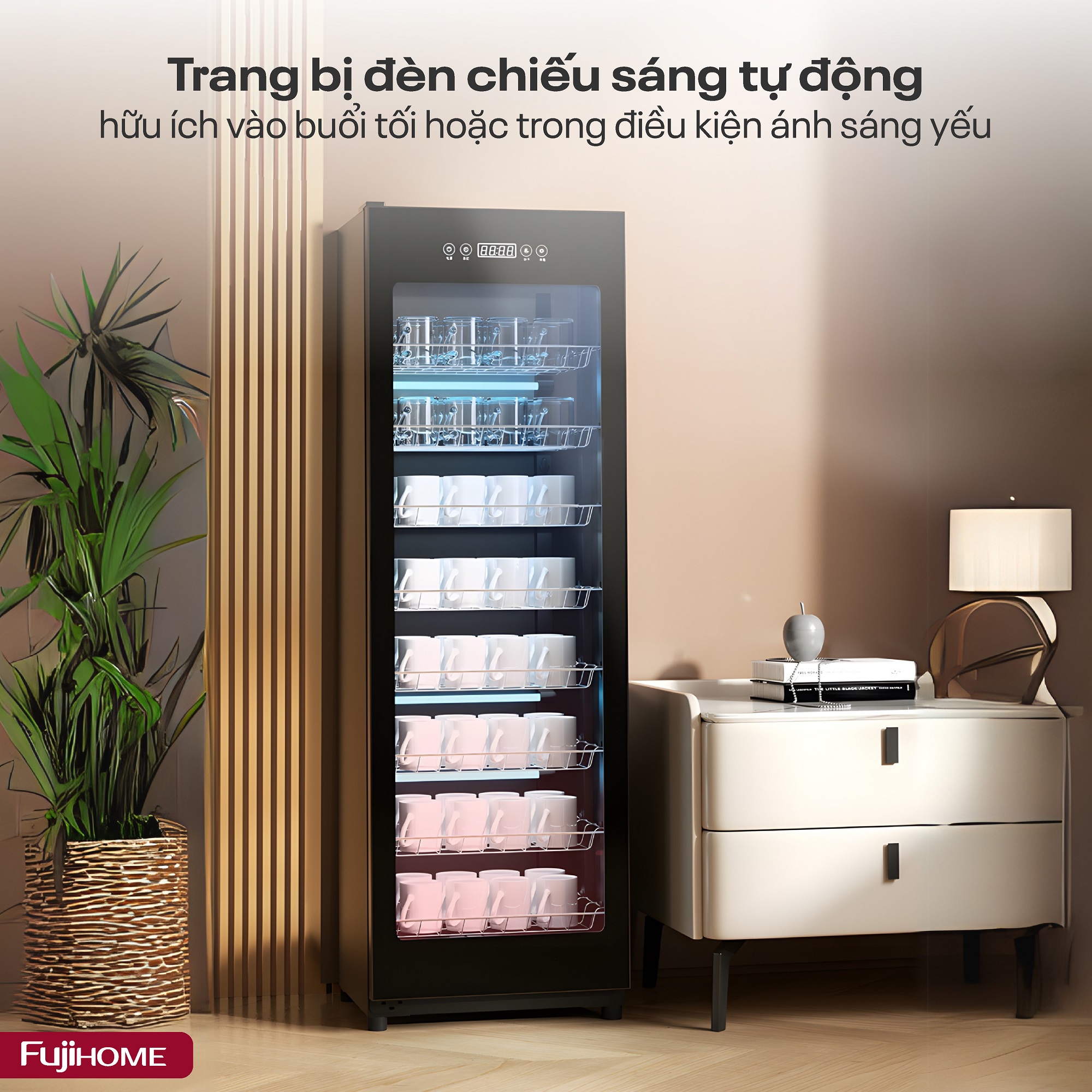 Tủ sấy khử trùng bát đĩa UV+Ozone dung tích lớn Fujihome DD180
