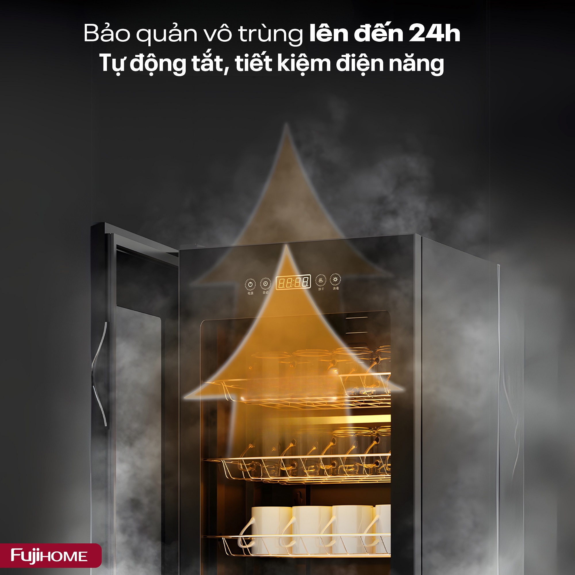 Tủ sấy khử trùng bát đĩa UV+Ozone dung tích lớn Fujihome DD180