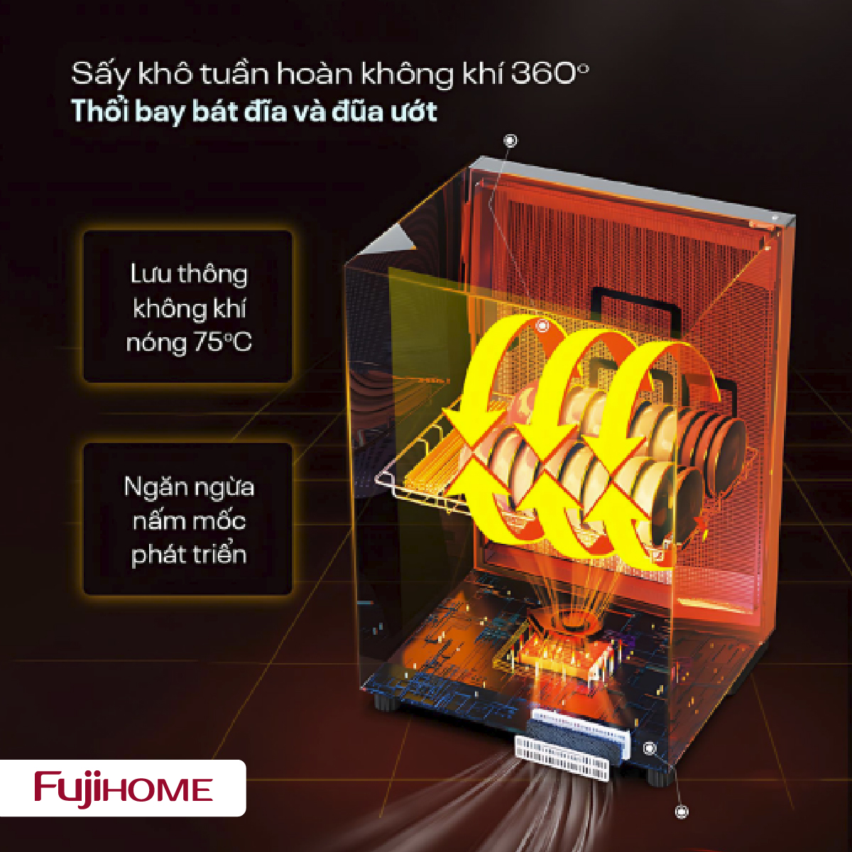 Tủ sấy chén bát dân dụng Fujihome DD42